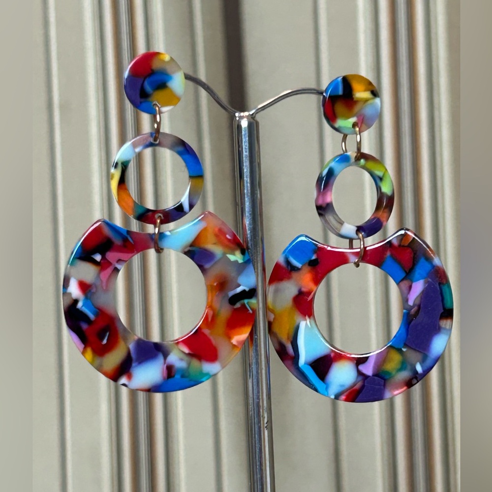Multicolour resin earrings